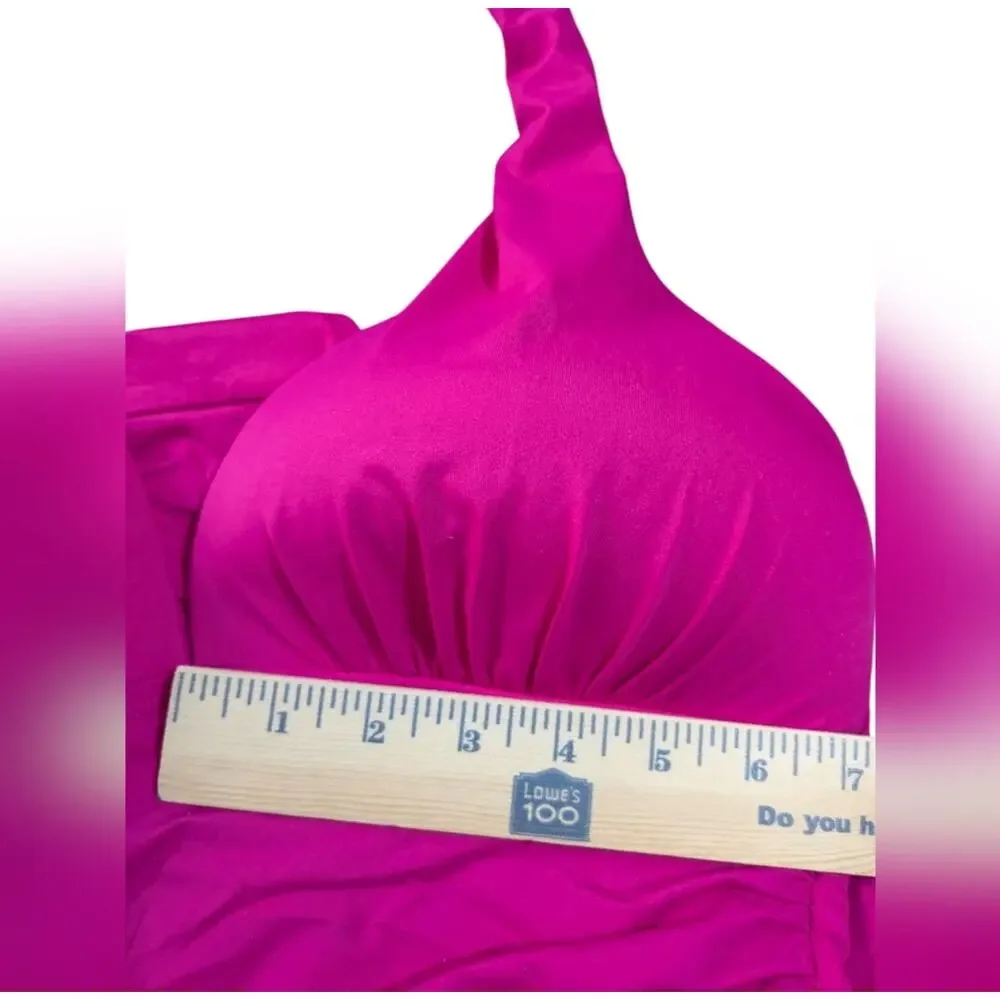 Lauren Ralph Women's One Piece Swimsuit Pink Beach Club Halter Tummy Control